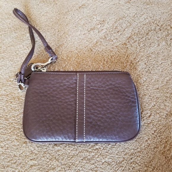 Coach Accessories - Coach Brown Pebble Leather Wristlet
